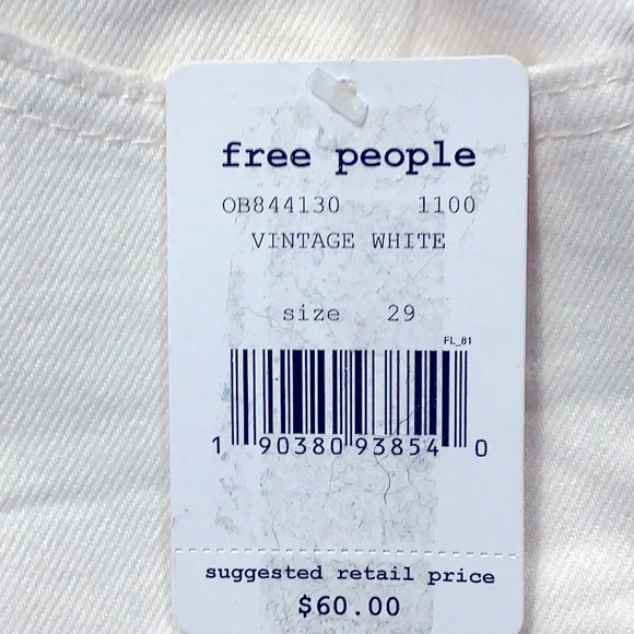 Free People Zip It Up Distressed Mini Skirt NWT Vintage White Size 29 - Picture 6 of 7